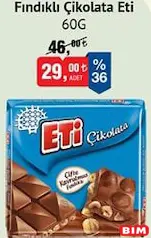 ETİ FINDIKLI ÇİKOLATA 60 G